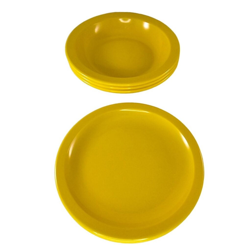 Dallas Texas Ware Yellow Melamine Tableware Bowls Salad Plate Set Vintage
